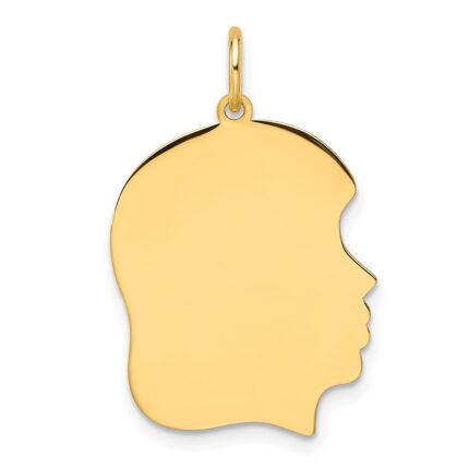14k Plain Medium .035 Gauge Facing Right Engravable Girl Head Charm