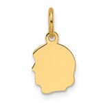 14k Plain Small .013 Gauge Facing Left Engravable Girl Head Charm