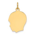 14k Plain Medium .013 Gauge Facing Left Engravable Boy Head Charm