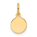 14k Plain .018 Gauge Round Engravable 7.5mm Disc Charm