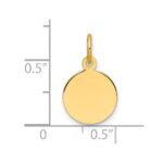 14k Plain .018 Gauge Round Engravable 10.6mm Disc Charm - Image 3