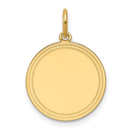 14k Plain with Zig-Zag Edge .013 Gauge Engravable Round 15.5mm Disc Charm