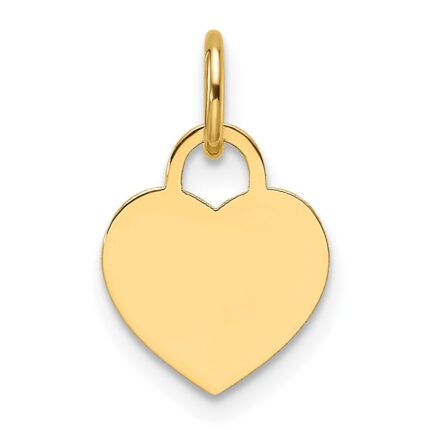 14k Plain .027 Gauge Engravable Heart 9.5x10mm Disc Charm