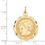 14k Boy Head on .011 Gauge 22mm Engravable Scalloped Disc Charm - Image 3