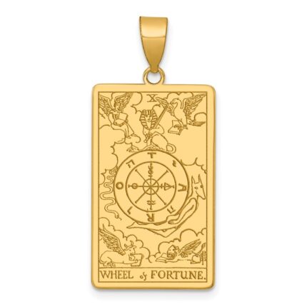 14ky Wheel of Fortune Tarot Card Pendant