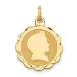 14k Boy Head on .011 Gauge Engravable Scalloped 17x15mm Disc Charm