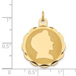 14k Boy Head on .013 Gauge Engravable Scalloped 25x22mm Disc Charm - Image 3