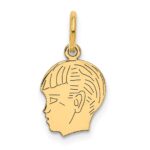 14k .011 Depth Engravable Boy Head Charm