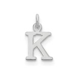 Sterling Silver Rhodium-plated Letter K Initial Charm