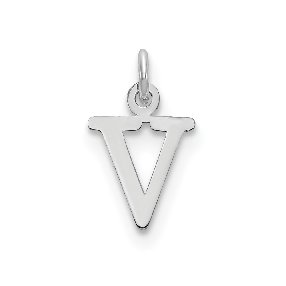 XNA1160SS_V.jpg Sterling Silver Rhodium-plated Letter V Initial Charm - Image 1