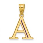 14k Yellow Gold Line Epoxy Initial Pendant