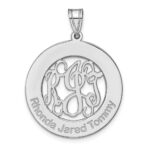 Sterling Silver/Rhodium-plated Round Family Monogram Pendant - Image 2