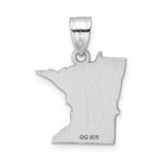 Sterling Silver/Rhodium-plated Minnesota State Pendant - Image 4