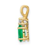 14k 6x4mm Oval Emerald and AA Diamond Pendant - Image 2