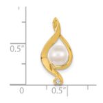 14k 5-6mm Near Round White Freshwater Cultured Pearl and AA Diamond Chain Slide - Image 2