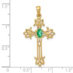14k 5x3mm Oval Emerald Cross Pendant - Image 2