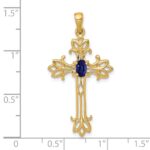 14k 5x3mm Oval Sapphire Cross Pendant - Image 2