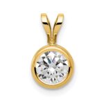 14k 6mm Round Cubic Zirconia Bezel Pendant
