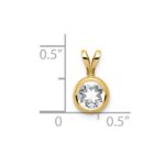 14k 6mm Round Cubic Zirconia Bezel Pendant - Image 4