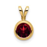 14k 6mm Round Garnet Bezel Pendant