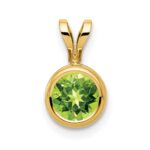 14k 6mm Round Peridot Bezel Pendant