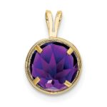 14k 8mm Round Amethyst Bezel Pendant - Image 3