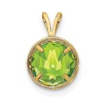 14k 8mm Round Peridot Bezel Pendant - Image 3