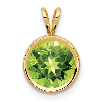 14k 8mm Round Peridot Bezel Pendant