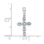 14k White Gold Blue Topaz and Diamond Cross Pendant - Image 3