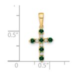 14k Lab Created Emerald and Diamond Cross Pendant - Image 4