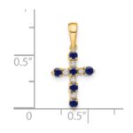 14k Lab Created Sapphire and Diamond Cross Pendant - Image 4