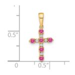 14k Pink Tourmaline and Diamond Cross Pendant - Image 4
