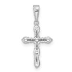 14k White Gold White Topaz and Diamond Cross Pendant - Image 3