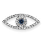 14k White Gold Small Sapphire and A Diamond Evil Eye Chain Slide