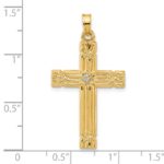 14k Polished and Grooved Hollow Diamond Cross Pendant - Image 4