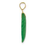 14K Polished Carved Jade Leaf Pendant - Image 2
