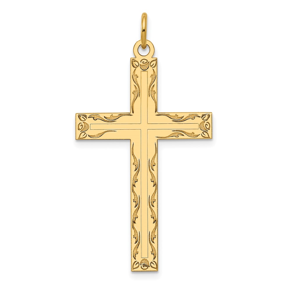 XR1011.jpg 14K Laser Designed Cross Pendant - Image 1