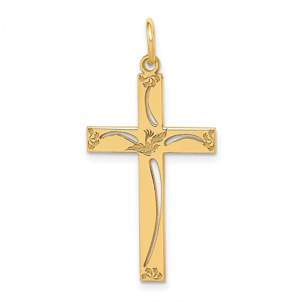 XR1050.jpg 14K Laser Designed Cut-out Cross Charm - Image 1