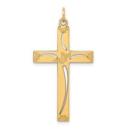 14K Laser Designed Cut-out Cross Charm