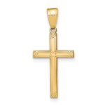 14k Solid Laser Etched Cross Pendant