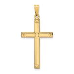 14k Solid Laser Etched Cross Pendant