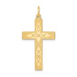 14K Laser Designed Ichthus Cross Pendant
