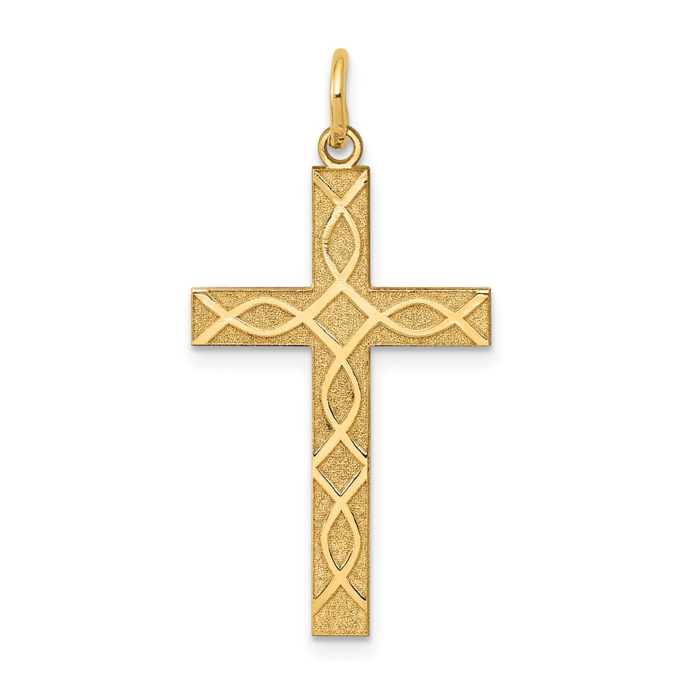 XR1198.jpg 14K Laser Designed Ichthus Cross Charm - Image 1