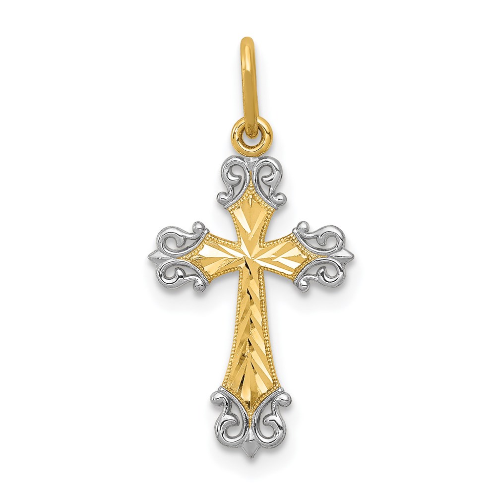 XR1208.jpg 14K and White Rhodium Cross Charm - Image 1