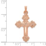 14K Rose Gold Fleur de Lis Cross Pendant - Image 3