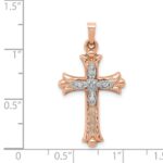 14k Two-tone 1/20 carat Diamond Cross Pendant - Image 3