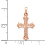 14k Rose Gold Heart Hollow Cross Pendant - Image 3