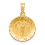 14k Polished and Satin Hollow Our Lady of Guadalupe Medal Round Pendant