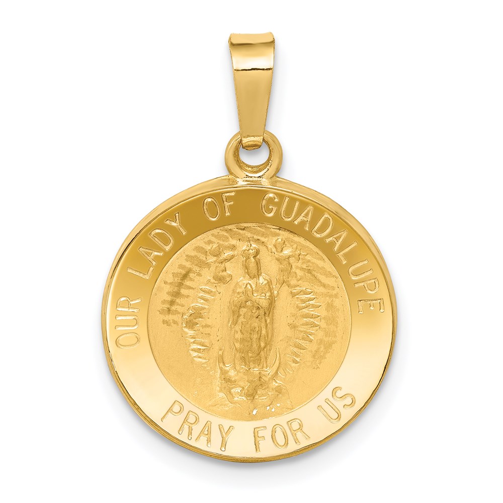 XR1244.jpg 14k Polished and Satin Hollow Our Lady of Guadalupe Medal Round Pendant - Image 1