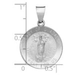 14K White Gold Polished and Satin Hollow Our Lady of Guadalupe Medal Round Pendant - Image 3